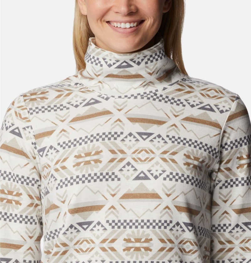 White Women's Columbia Holly Hideaway Funnel Neck Long Sleeve Pullover | MOLZD-8039