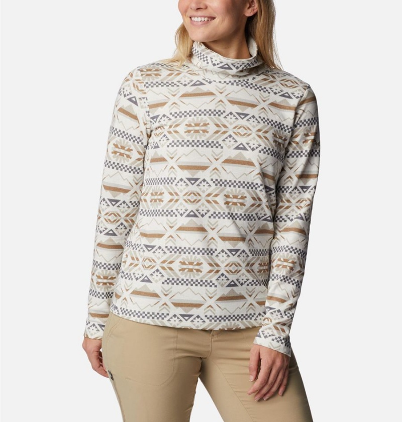 White Women's Columbia Holly Hideaway Funnel Neck Long Sleeve Pullover | MOLZD-8039