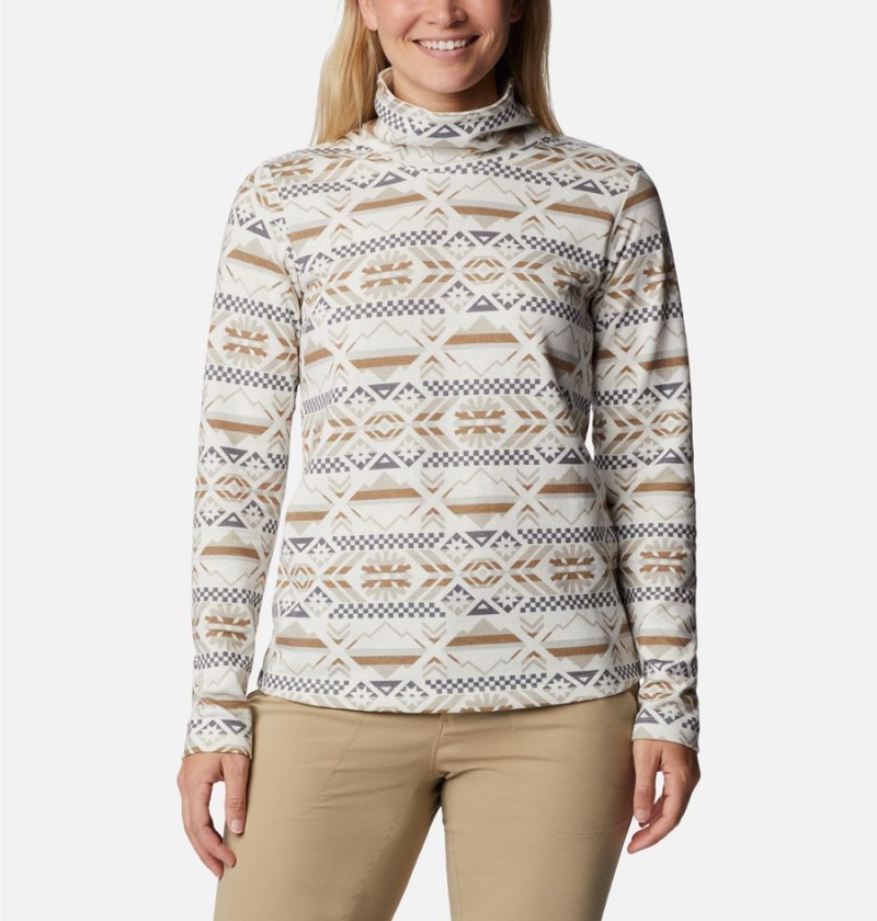 White Women\'s Columbia Holly Hideaway Funnel Neck Long Sleeve Pullover | MOLZD-8039