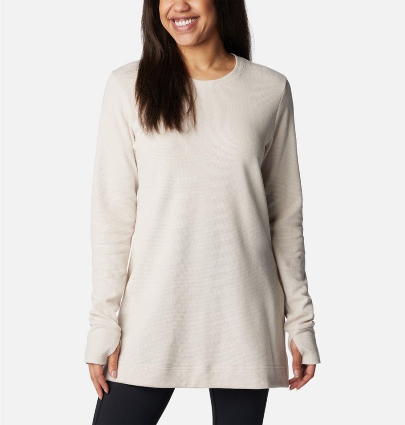 White Women\'s Columbia Holly Hideaway Waffle Tunic Pullover | BVJCH-1465