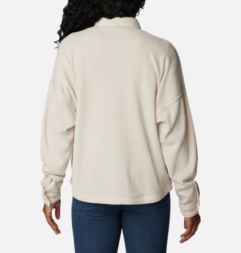 White Women's Columbia Holly Hideaway Waffle Jacket Shirt | PWGRF-6109