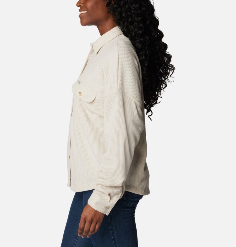 White Women's Columbia Holly Hideaway Waffle Jacket Shirt | PWGRF-6109