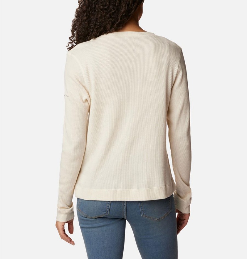 White Women's Columbia Holly Hideaway Waffle Long Sleeve Pullover | YAJGK-8972