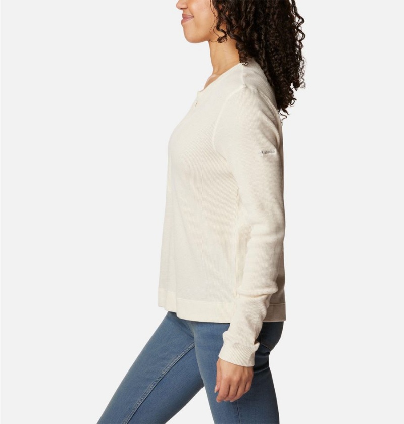 White Women's Columbia Holly Hideaway Waffle Long Sleeve Pullover | YAJGK-8972