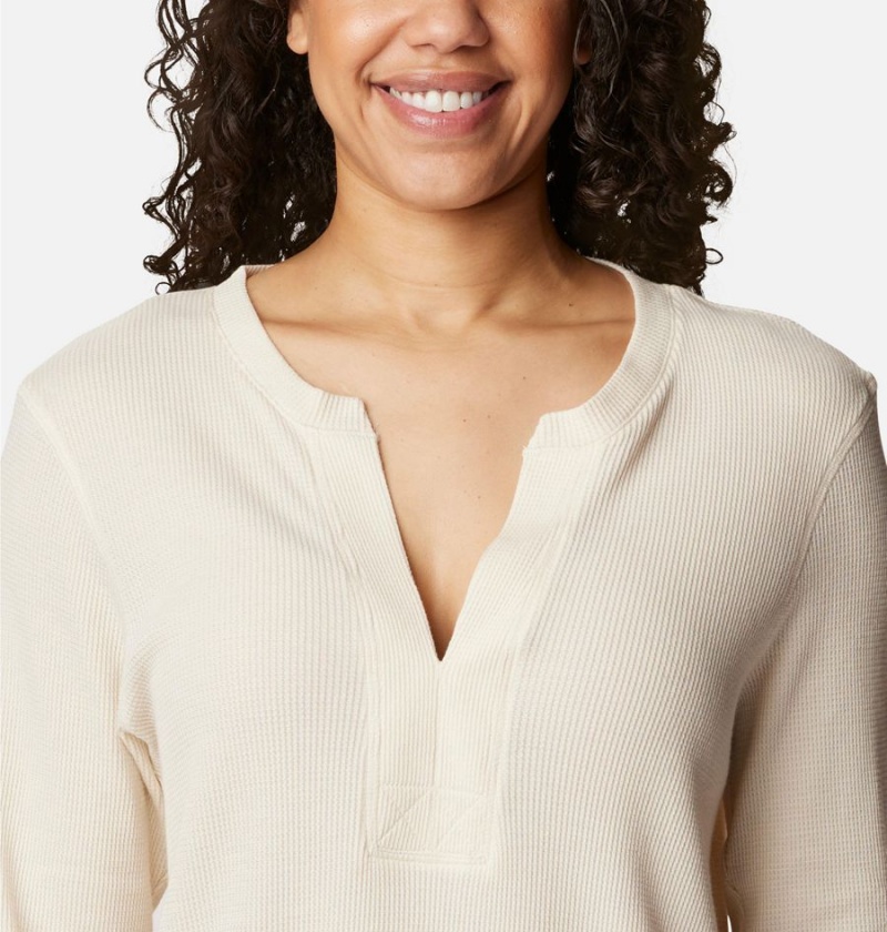 White Women's Columbia Holly Hideaway Waffle Long Sleeve Pullover | YAJGK-8972