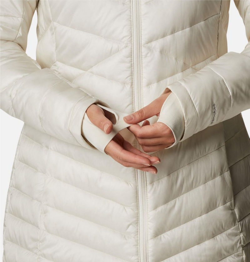 White Women's Columbia Joy Peak Mid Insulated Hooded Puffer Jacket | AMUJZ-5671