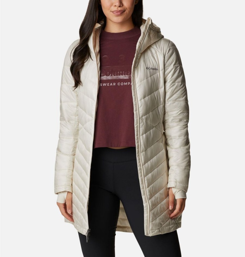 White Women's Columbia Joy Peak Mid Insulated Hooded Puffer Jacket | AMUJZ-5671