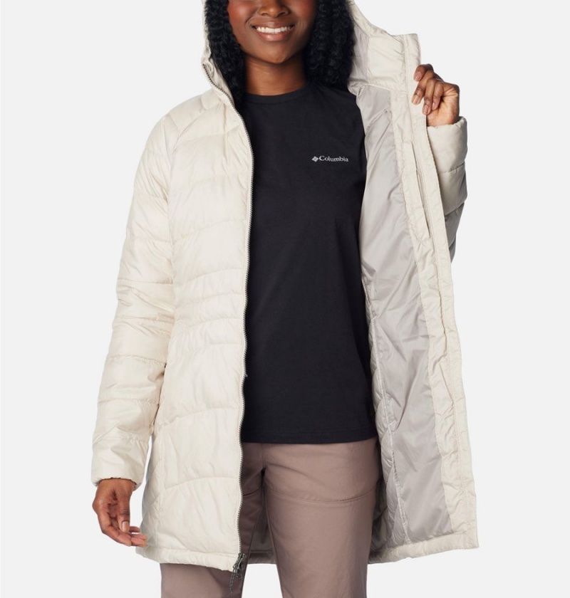 White Women's Columbia Karis Gale Long Puffer Jacket | ZFUSV-7028