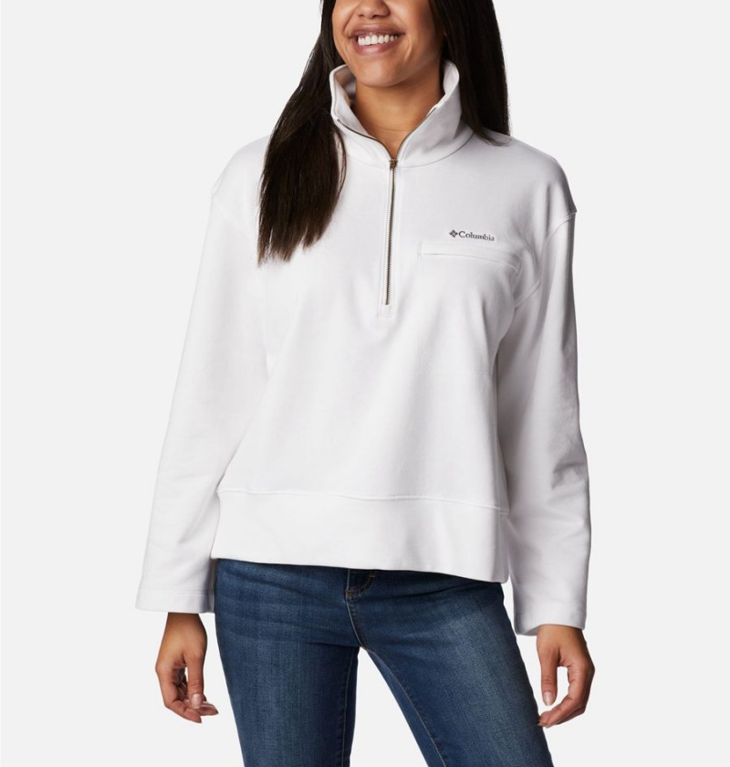 White Women's Columbia Lodge French Terry Pullover | UPVOM-0876