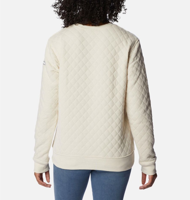 White Women's Columbia Lodge Quilted Crew Sweatshirt Pullover | YAEDB-3024