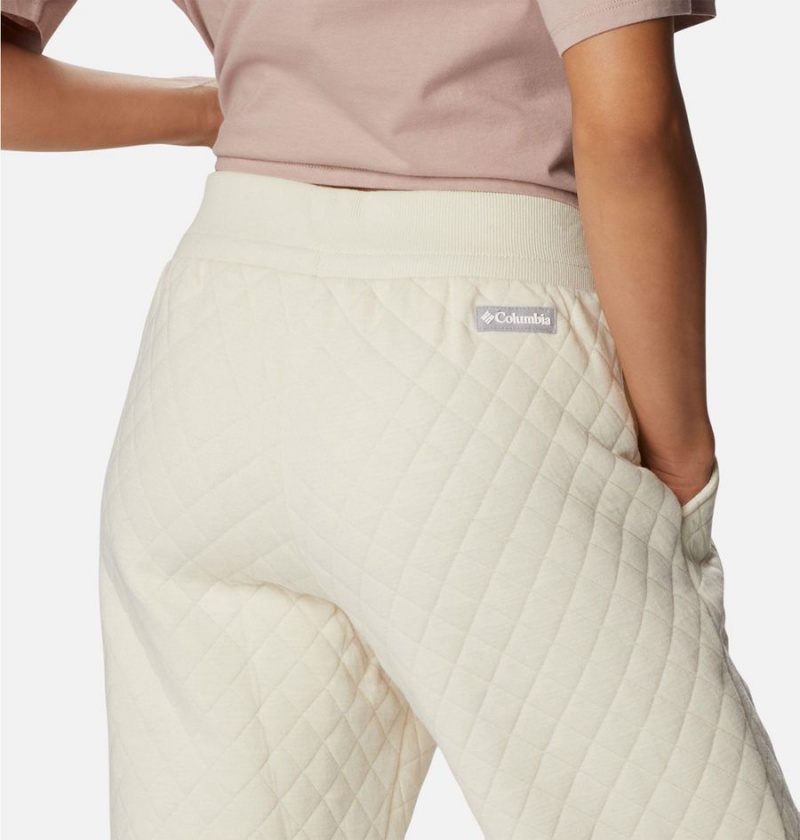 White Women's Columbia Lodge Quilted Joggers Pants | OLXIS-0714