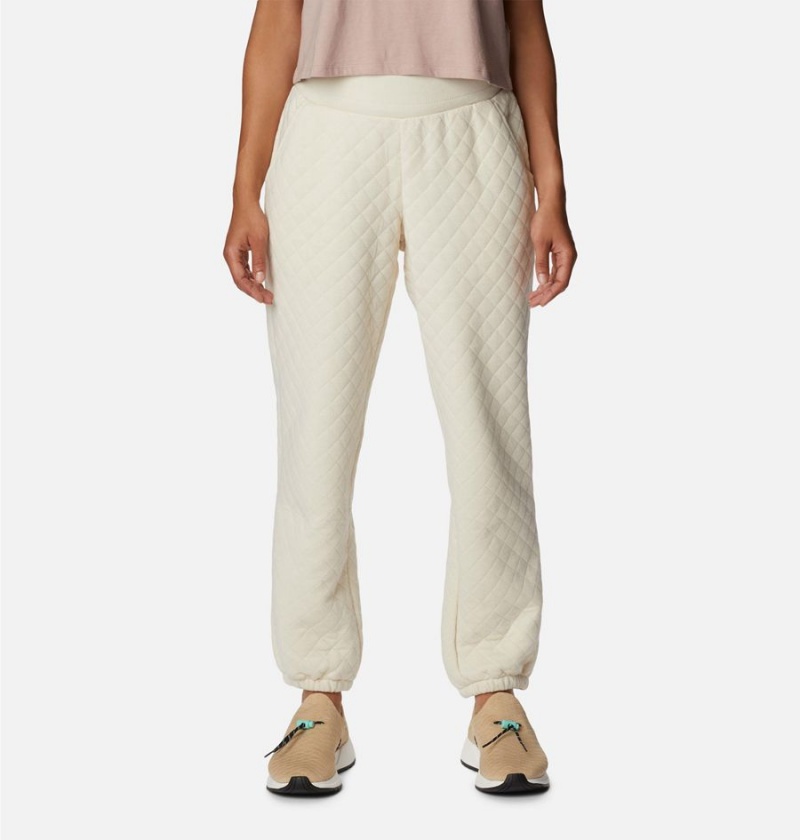 White Women\'s Columbia Lodge Quilted Joggers Pants | OLXIS-0714