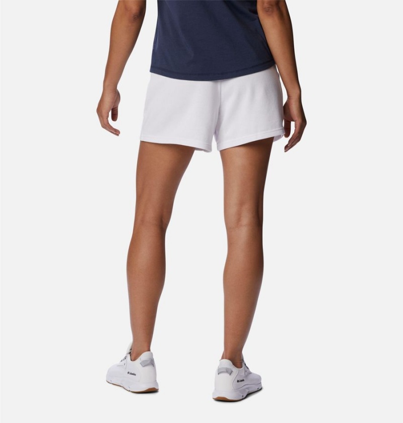 White Women's Columbia Logo III French Terry Shorts | XUARW-6057