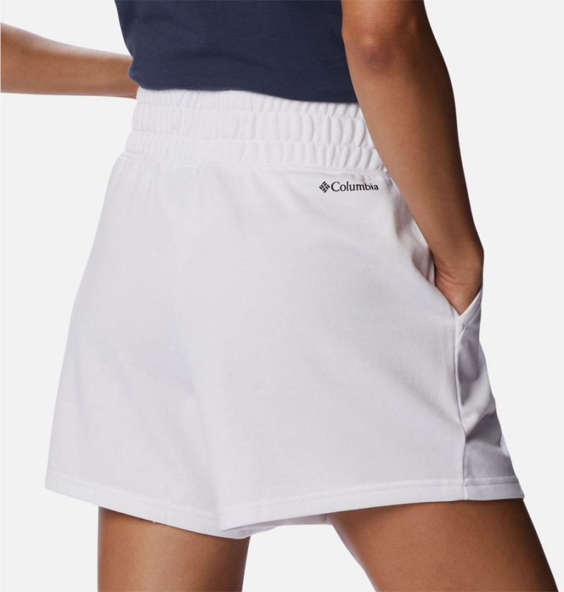 White Women's Columbia Logo III French Terry Shorts | XUARW-6057