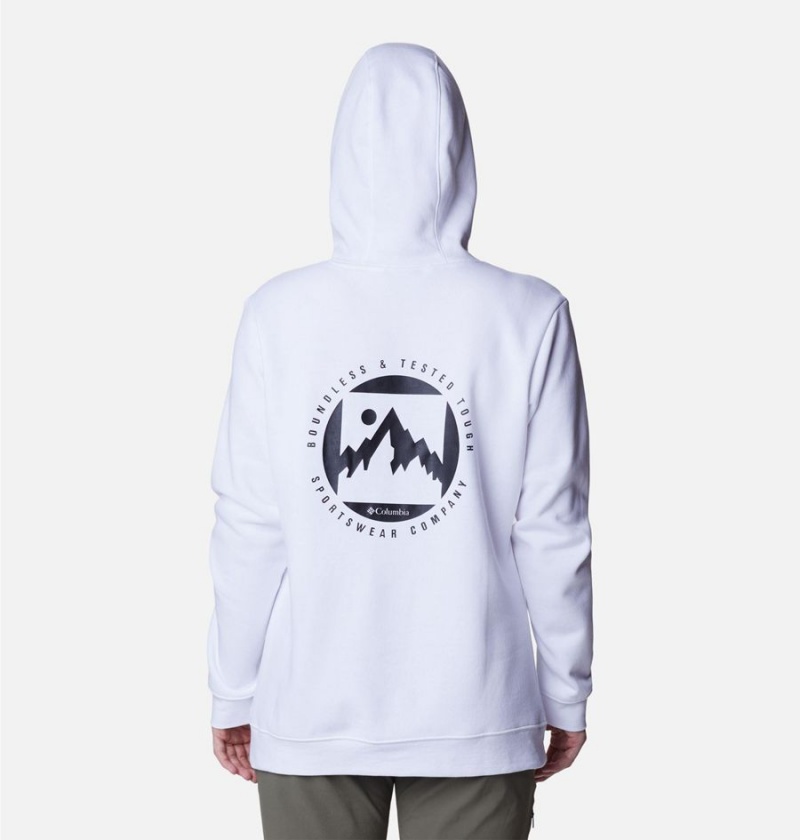 White Women's Columbia Logo II Hoodie | LZFUX-7892