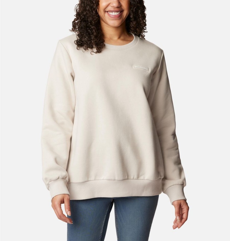 White Women\'s Columbia Marble Canyon Crew Sweatshirt Pullover | RBEIU-2816