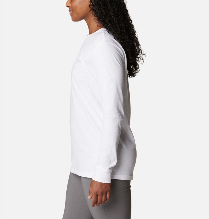 White Women's Columbia North Cascades Back Graphic Long Sleeve T-Shirt | DASXI-0127