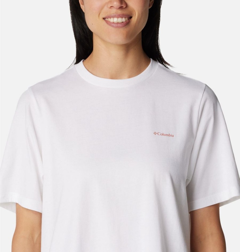 White Women's Columbia North Cascades Relaxed T-Shirt | KJCQE-1549