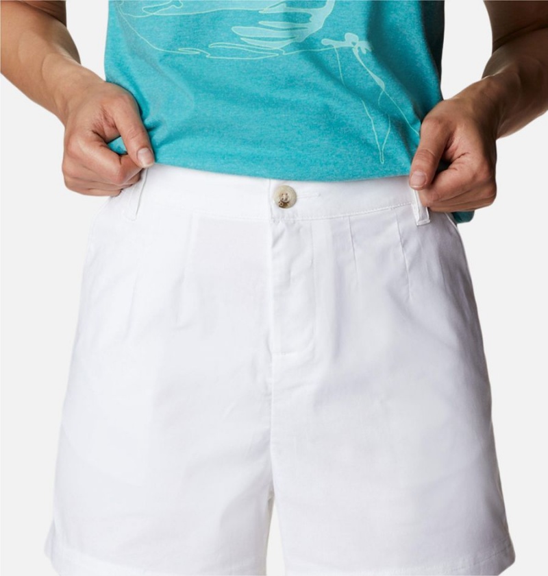 White Women's Columbia PFG Sun Drifter Chino Shorts | FVTPC-3748