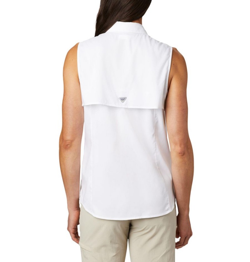 White Women's Columbia PFG Tamiami Sleeveless Tank Top | FWEJO-6810