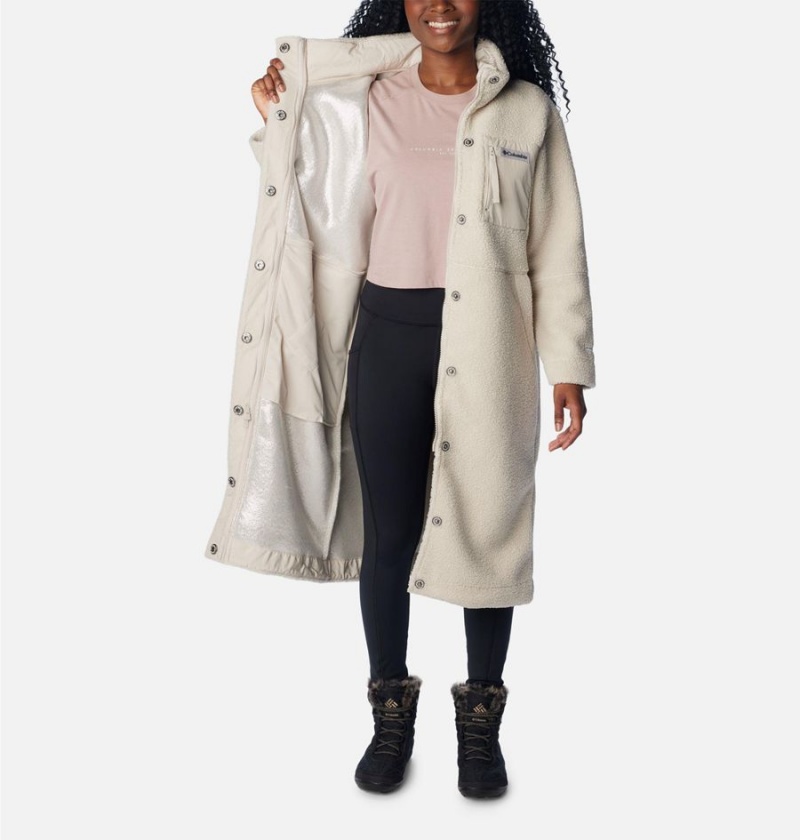 White Women's Columbia Panorama Full Length Fleece Jacket | YWLNZ-5418