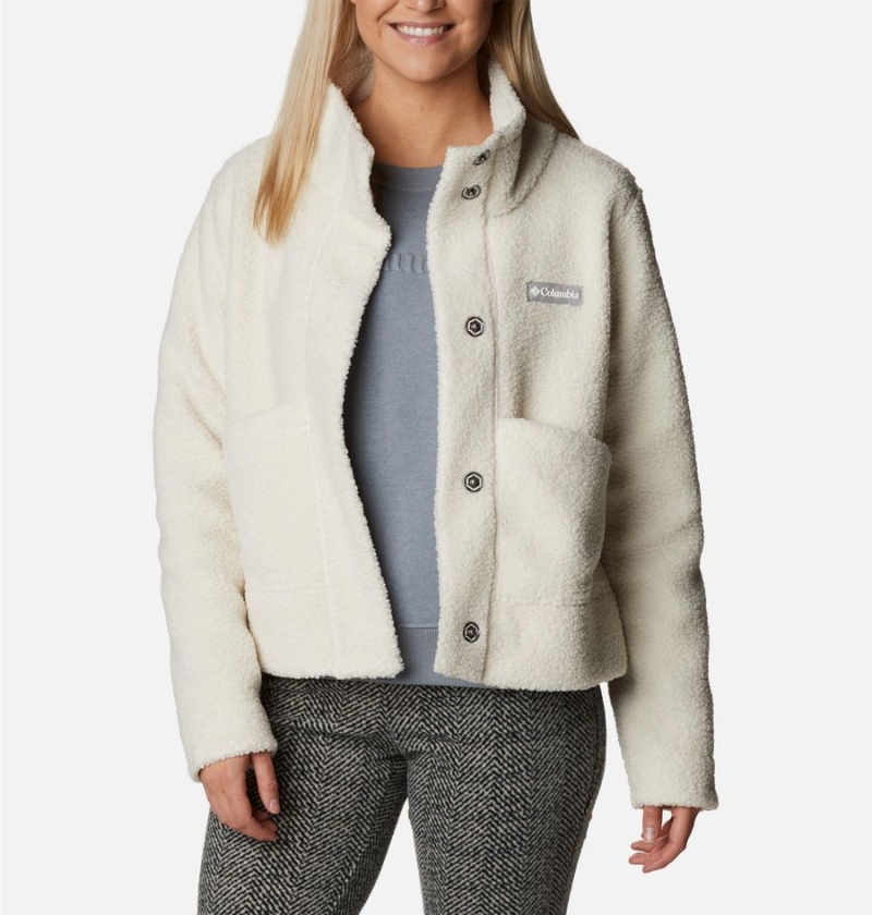 White Women's Columbia Panorama Snap Fleece Jacket | LNYDW-3624