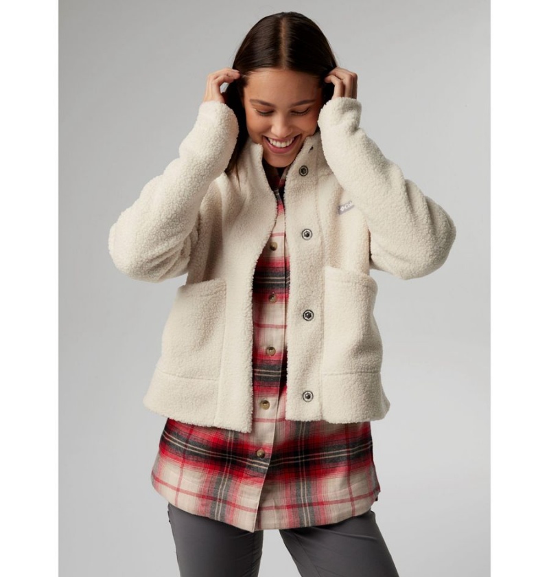 White Women's Columbia Panorama Snap Fleece Jacket | LNYDW-3624