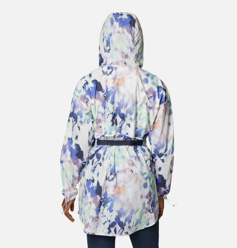 White Women's Columbia Parkette Long Wind Jacket Windbreaker | VDCXF-3521