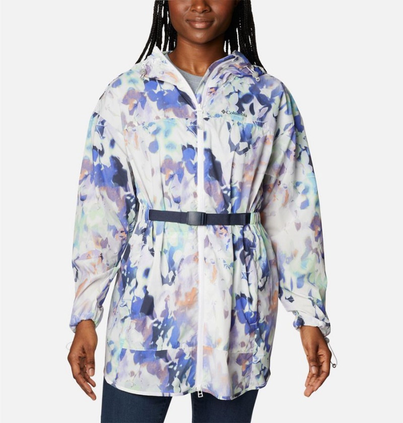 White Women\'s Columbia Parkette Long Wind Jacket Windbreaker | VDCXF-3521