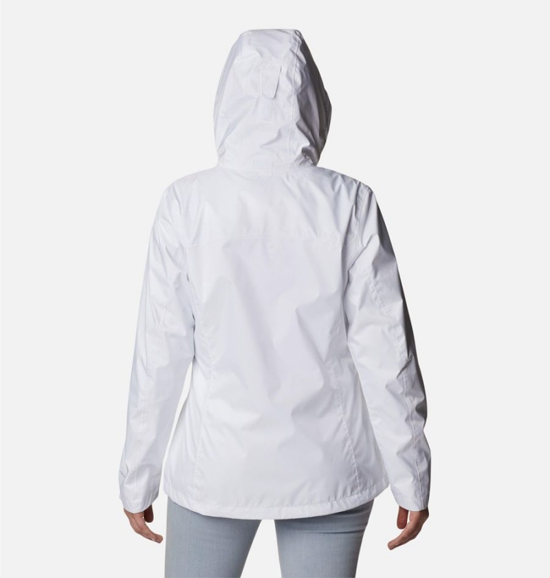 White Women's Columbia Pouration Rain Jacket | ICEBT-5108