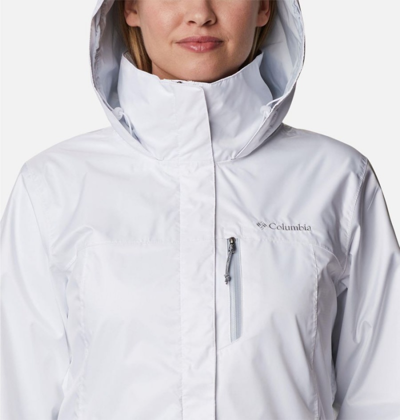 White Women's Columbia Pouration Rain Jacket | ICEBT-5108