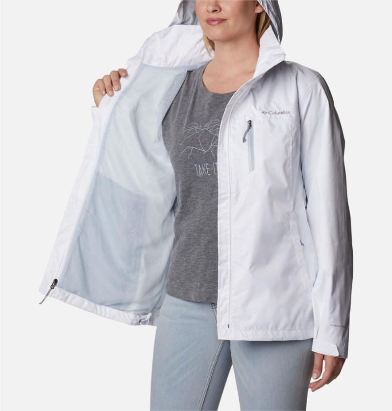 White Women's Columbia Pouration Rain Jacket | ICEBT-5108