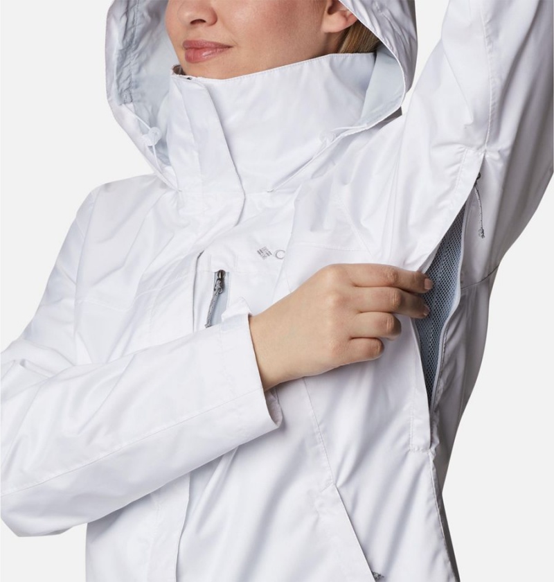 White Women's Columbia Pouration Rain Jacket | ICEBT-5108