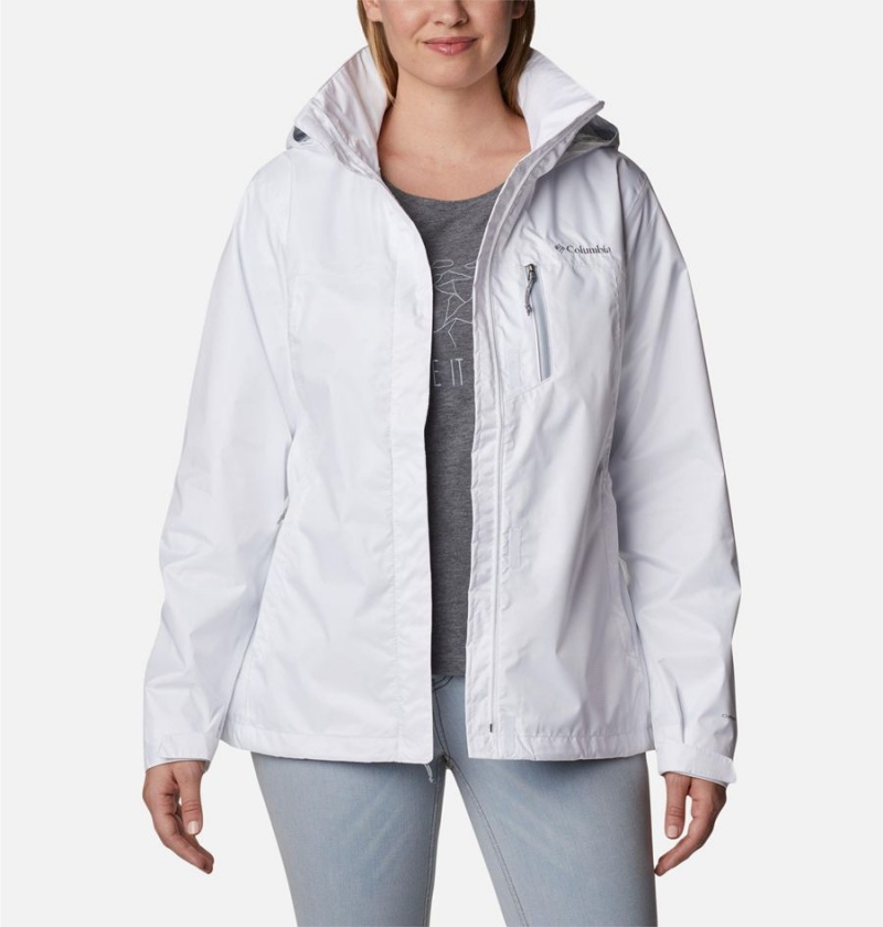 White Women's Columbia Pouration Rain Jacket | ICEBT-5108