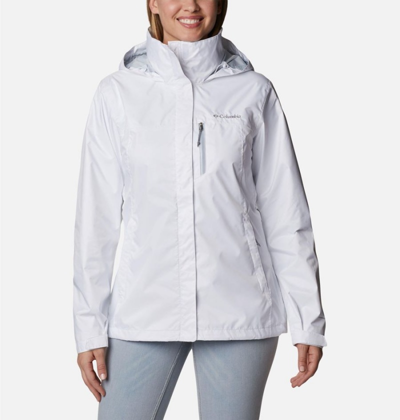 White Women\'s Columbia Pouration Rain Jacket | ICEBT-5108