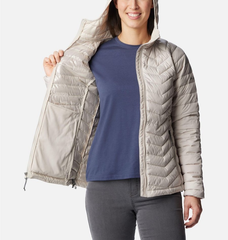 White Women's Columbia Powder Lite Hooded Puffer Jacket | VQHTY-7631