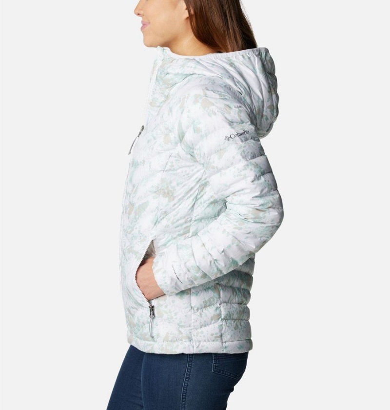 White Women's Columbia Powder Lite Hooded Puffer Jacket | ZREUA-4089