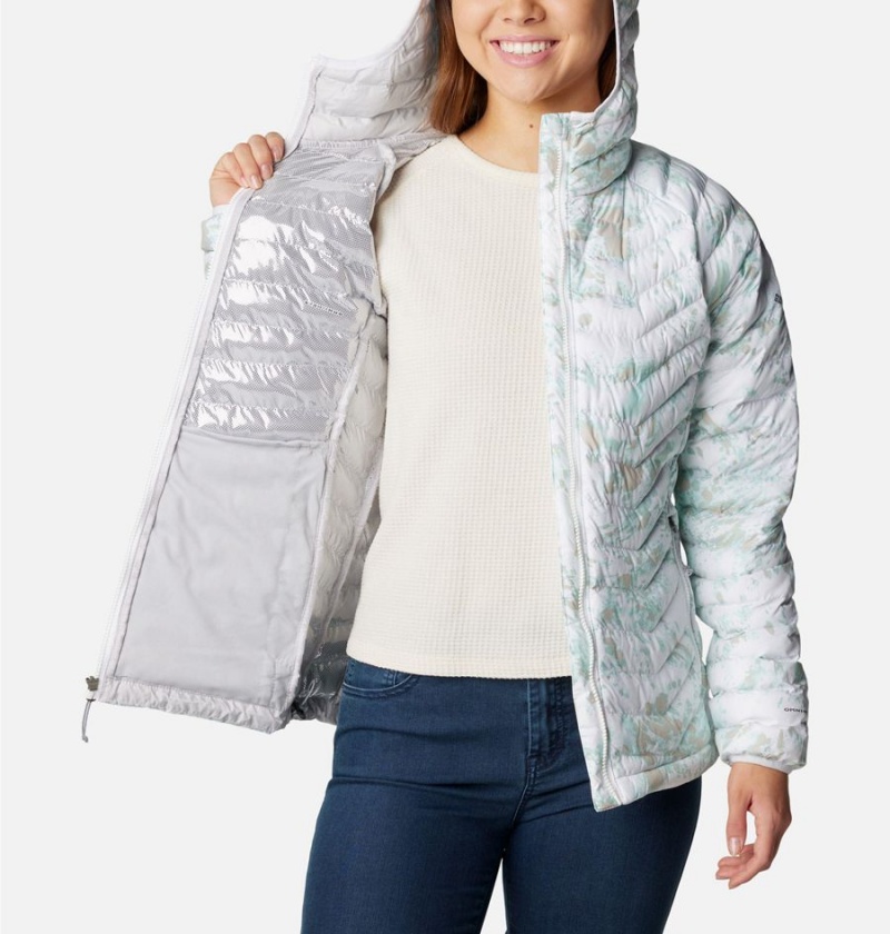 White Women's Columbia Powder Lite Hooded Puffer Jacket | ZREUA-4089