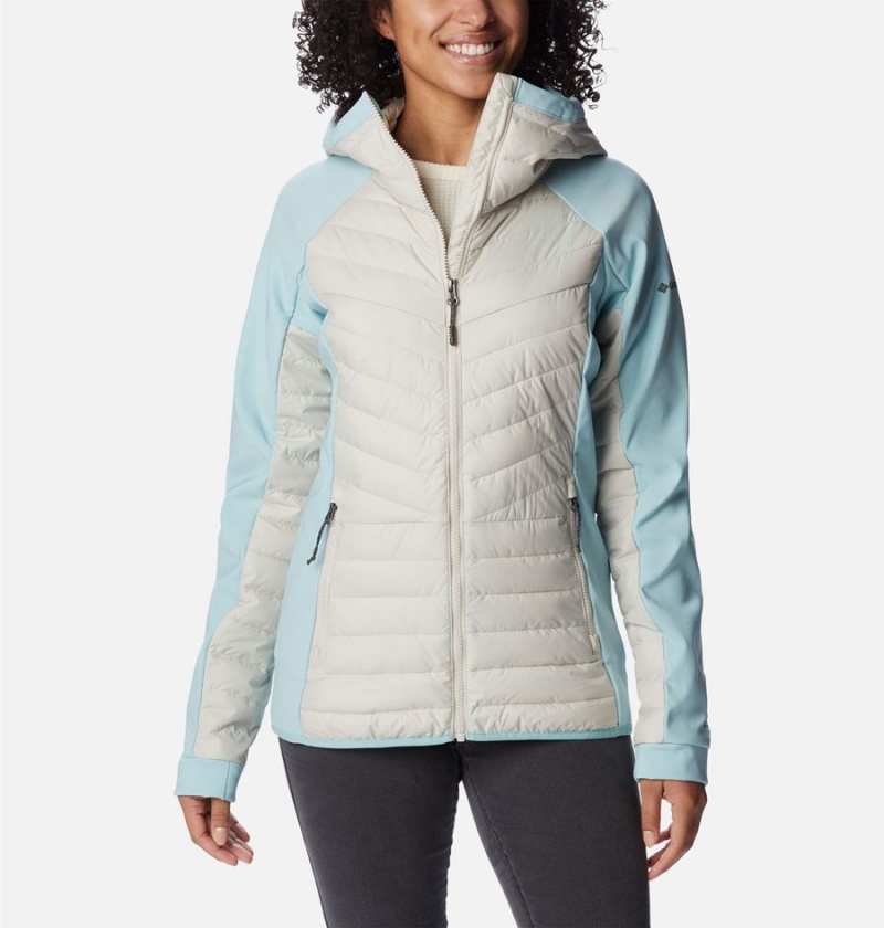 White Women\'s Columbia Powder Lite Hybrid Hooded Puffer Jacket | ABVUC-2140