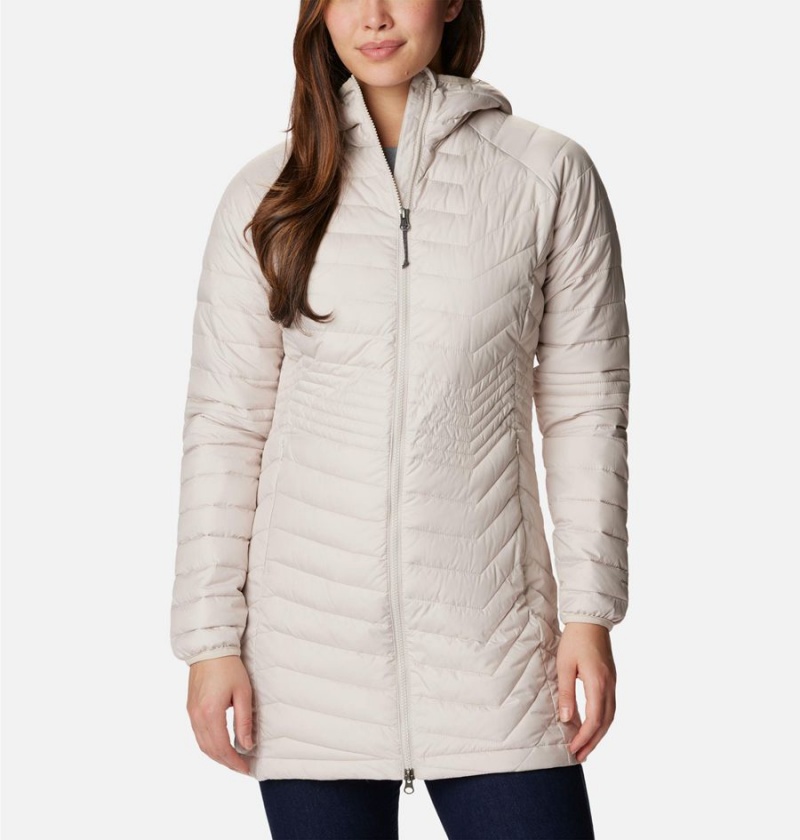 White Women\'s Columbia Powder Lite Mid Puffer Jacket | LEUCN-0352