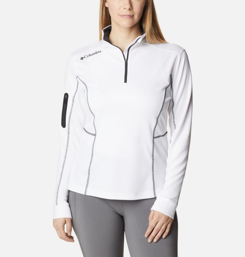 White Women\'s Columbia Shotgun Quarter Zip Golf Pullover | CIZAV-0263