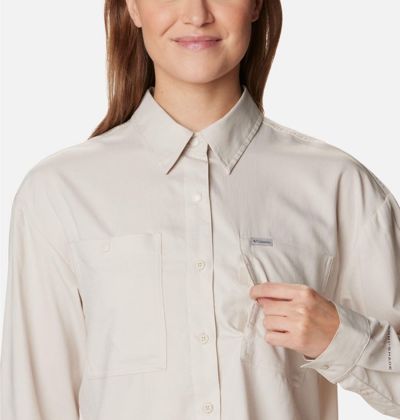 White Women's Columbia Silver Ridge Utility Long Sleeve Shirt | OFVSJ-9230