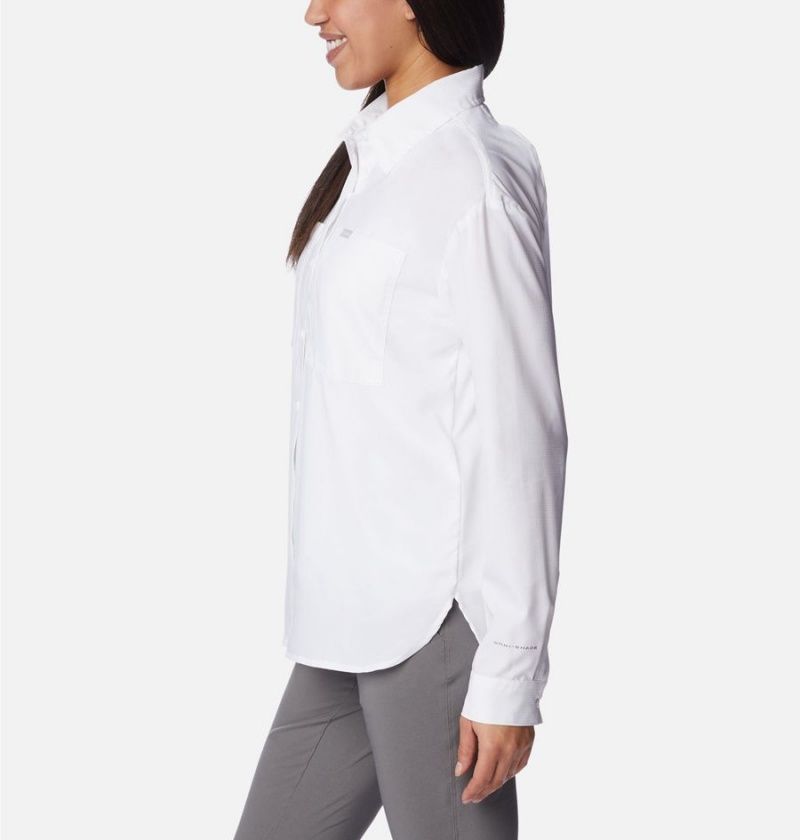 White Women's Columbia Silver Ridge Utility Long Sleeve Shirt | EMGKQ-0583