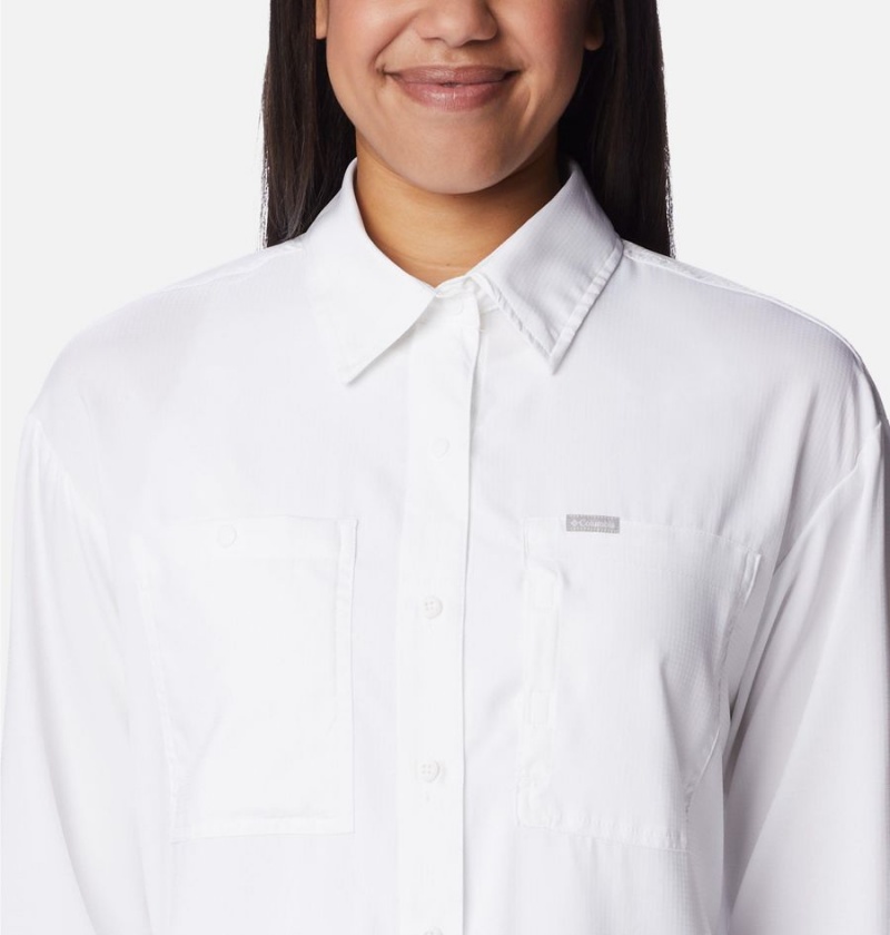 White Women's Columbia Silver Ridge Utility Long Sleeve Shirt | EMGKQ-0583