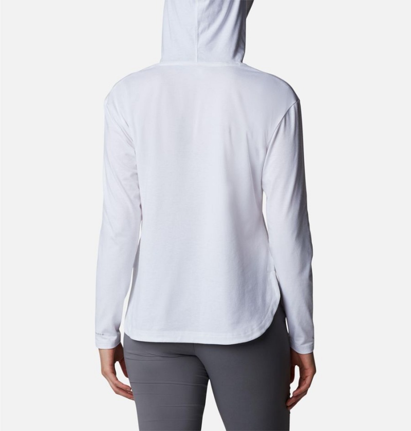 White Women's Columbia Sun Trek Pullover Hoodie | HQNTZ-7435