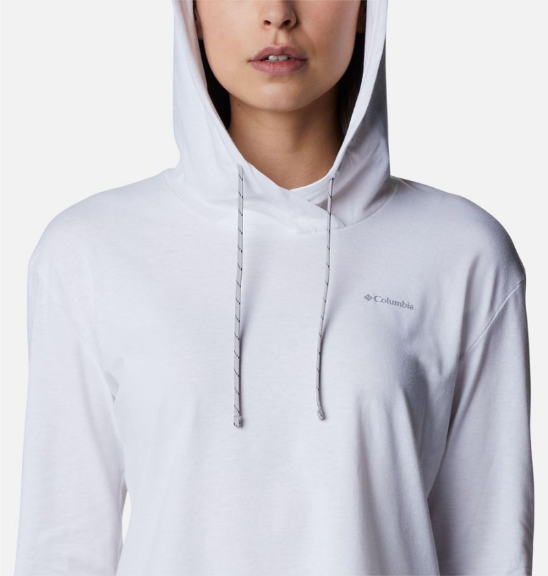 White Women's Columbia Sun Trek Pullover Hoodie | HQNTZ-7435