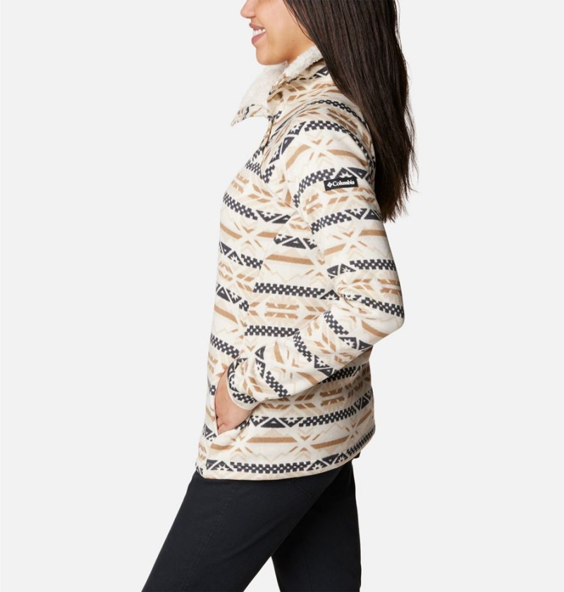 White Women's Columbia Sweater Weather Sherpa Hybrid Pullover | TWHDY-1685