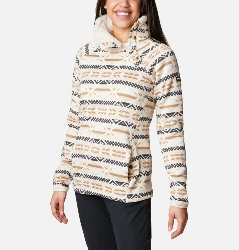 White Women's Columbia Sweater Weather Sherpa Hybrid Pullover | TWHDY-1685