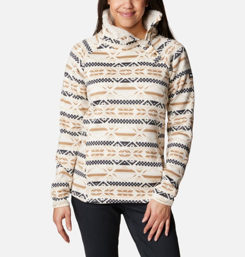 White Women\'s Columbia Sweater Weather Sherpa Hybrid Pullover | TWHDY-1685