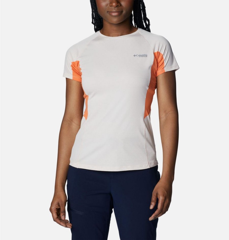 White Women\'s Columbia Titan Pass Ice Short Sleeve T-Shirt | DNGLZ-8974